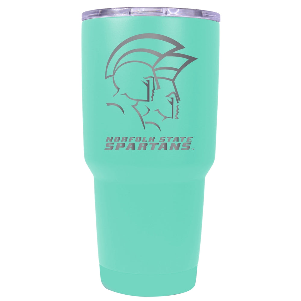 Norfolk State University 24 oz Laser Engraved Stainless Steel Insulated Tumbler - Choose Your Color. Image 2