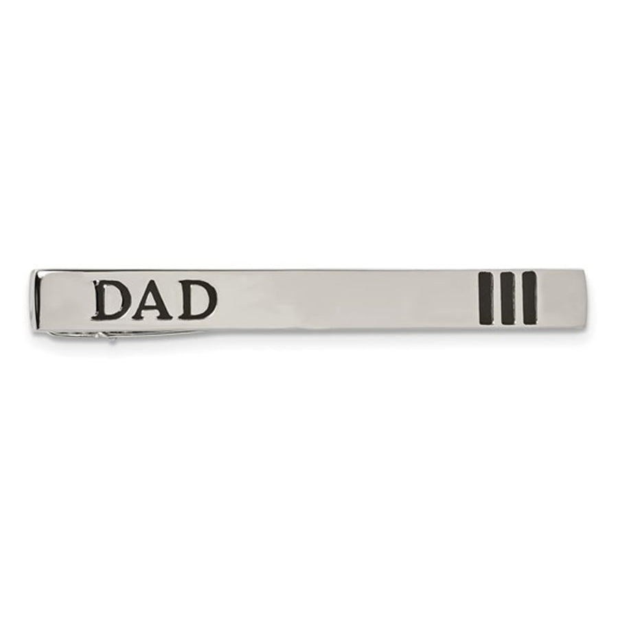 Mens DAD Tie Bar in Polished Enameled Stainless Steel Image 1