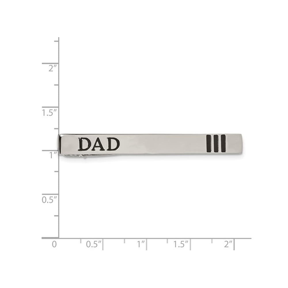 Mens DAD Tie Bar in Polished Enameled Stainless Steel Image 2