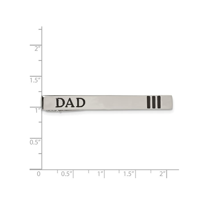 Mens DAD Tie Bar in Polished Enameled Stainless Steel Image 2