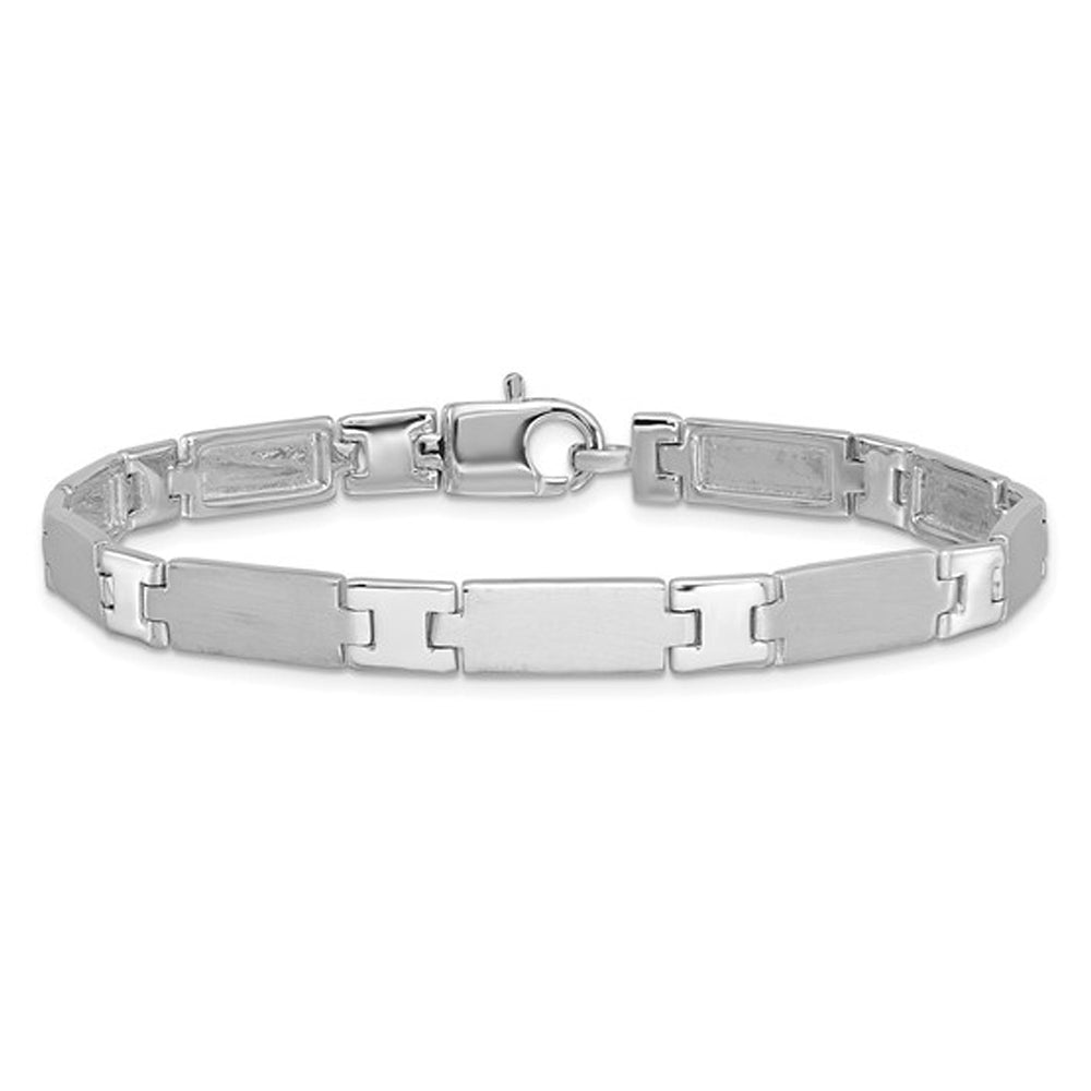 Mens Sterling Silver Brushed Link Bracelet 8.5 Inches Image 1