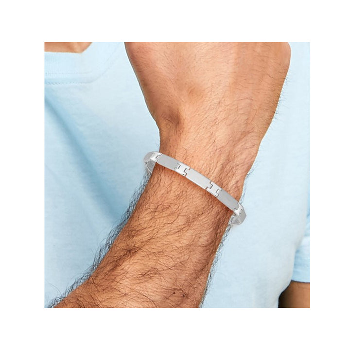 Mens Sterling Silver Brushed Link Bracelet 8.5 Inches Image 3