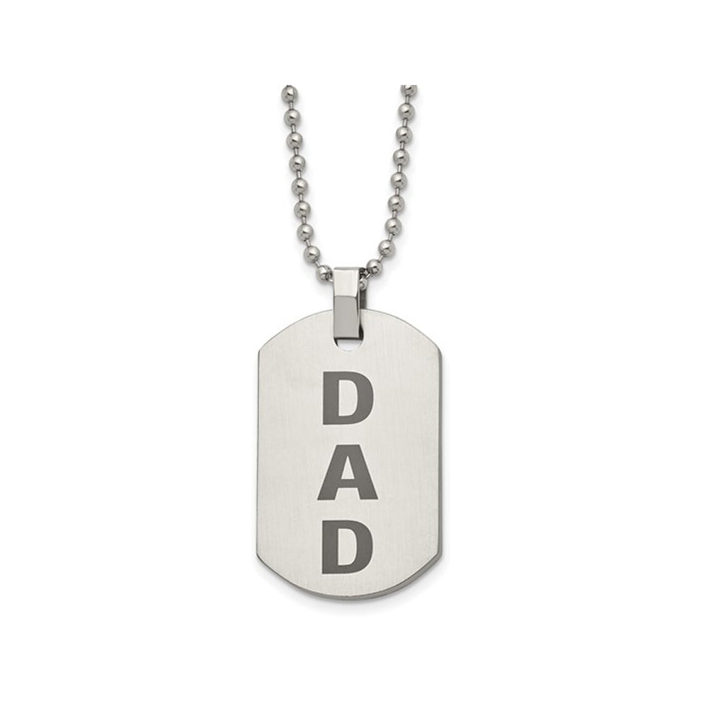 Stainless Steel Stainless Steel Lasered DAD Dog Tag Pendant Necklace with Chain Image 1