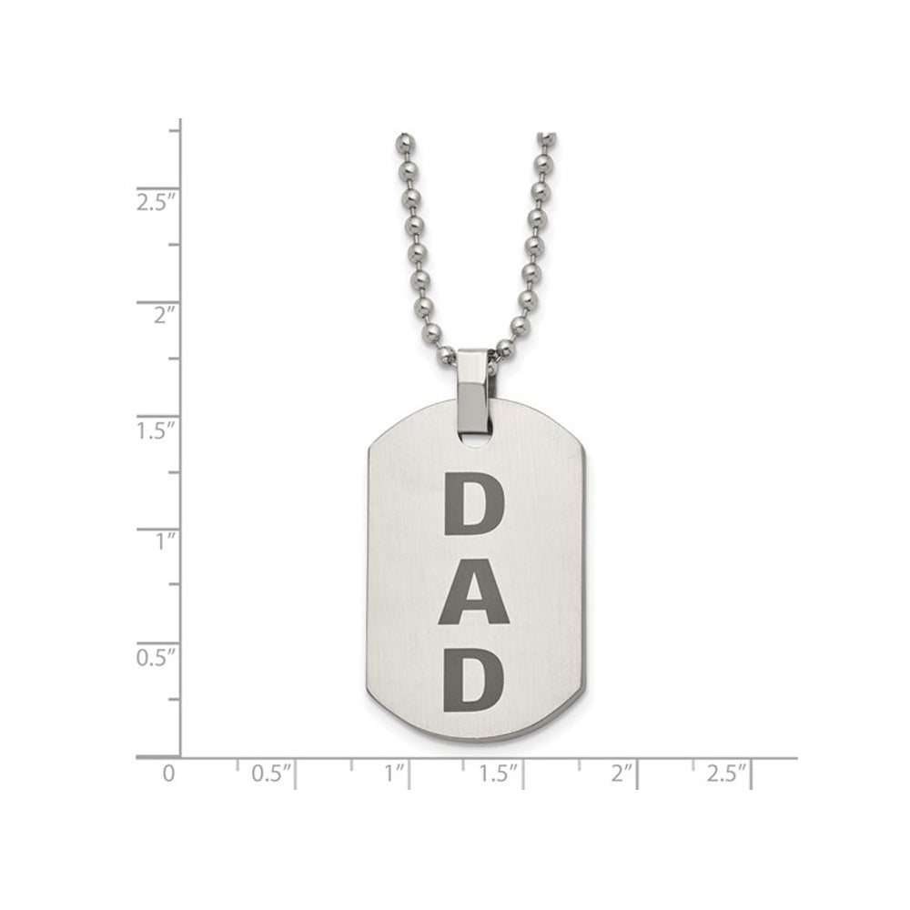 Stainless Steel Stainless Steel Lasered DAD Dog Tag Pendant Necklace with Chain Image 3