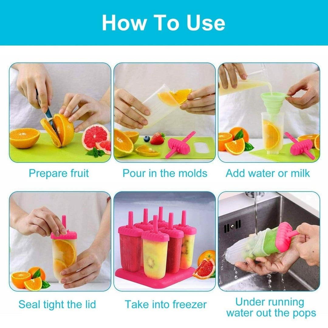 6Pcs Popsicle Molds Reusable Ice Cream DIY Ice Pop Maker Ice Bar Maker Plastic Popsicle Mold For Homemade Iced Snacks Image 4