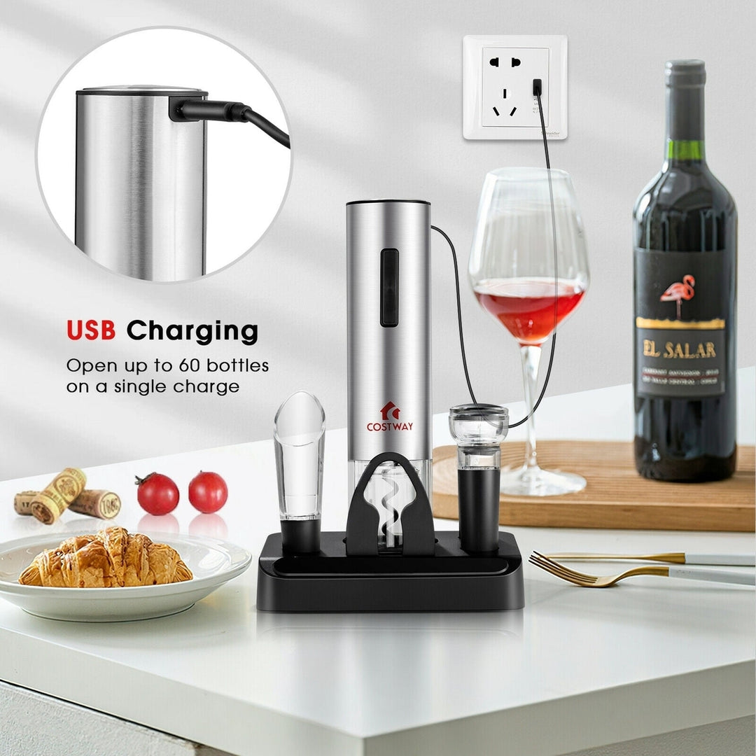 6-in-1 Electric Wine Bottle Opener Set with Foil Cutter Image 3