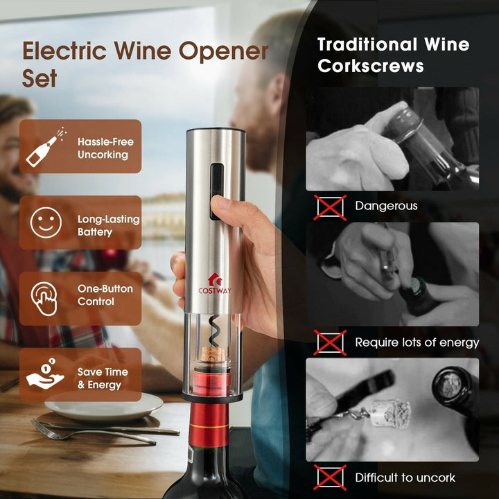 6-in-1 Electric Wine Bottle Opener Set with Foil Cutter Image 7
