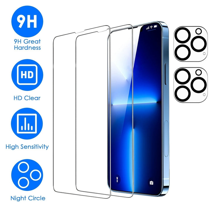 2Pcs HD Clear Screen Protectors 2Pcs Camera Len Protectors Tempered Glass Film Full Coverage Screen Protector Set Image 4