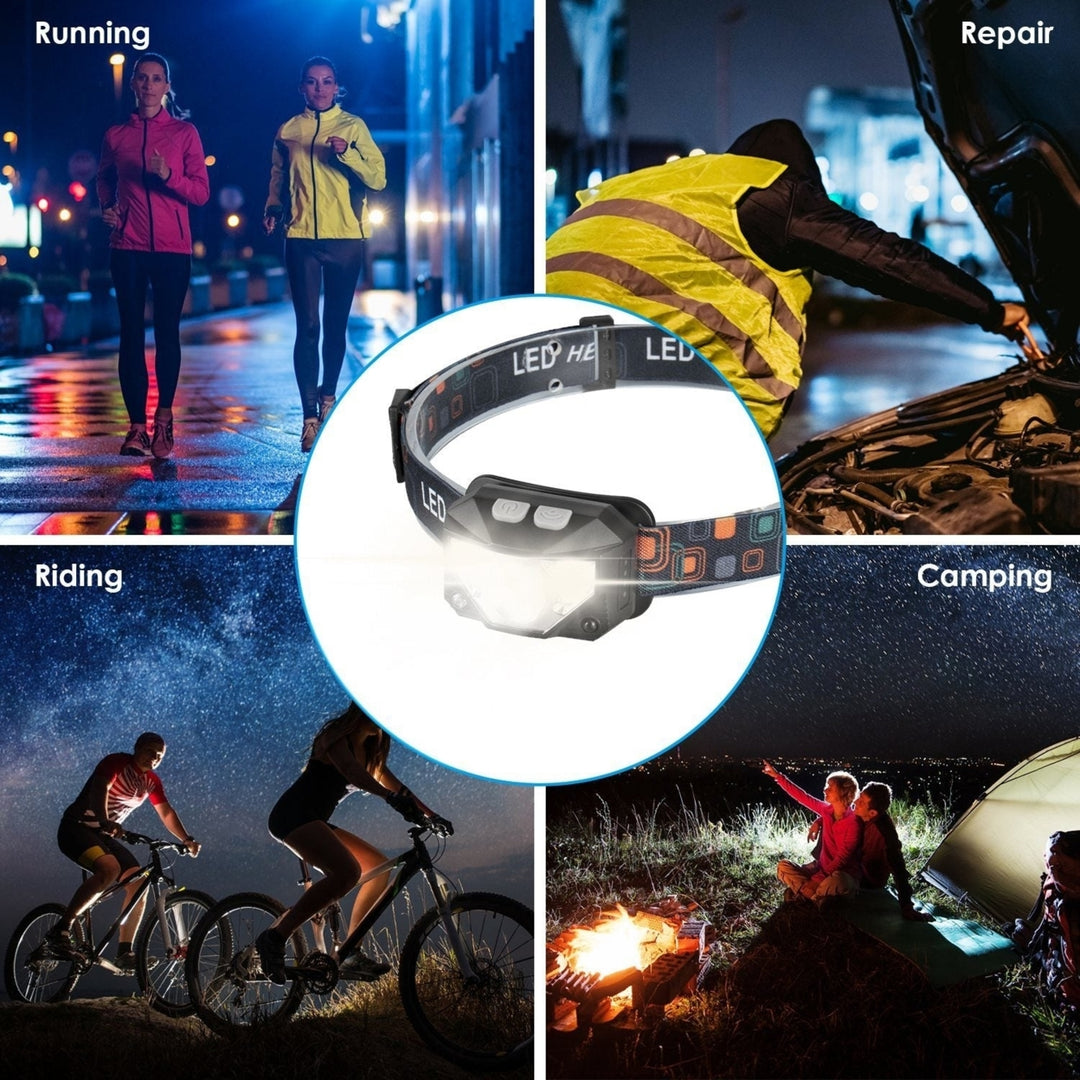 2Packs Rechargeable Motion Sensor Headlamp 6 Light Modes Headlight Torch Flashlight for Fishing Running Camping Hiking Image 9