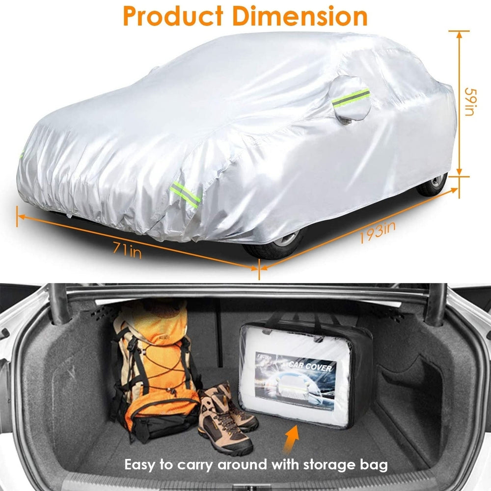 193x71x59in PEVA Full Car Cover Dustproof UV Protection Automotive Cover Outdoor Universal Car Cover Reflective Strips Image 2