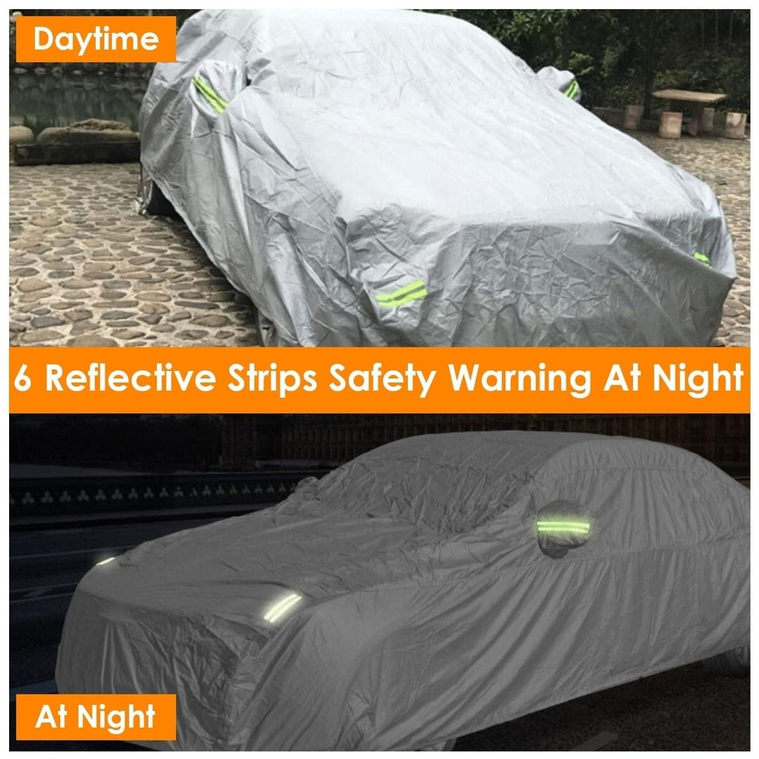 193x71x59in PEVA Full Car Cover Dustproof UV Protection Automotive Cover Outdoor Universal Car Cover Reflective Strips Image 6