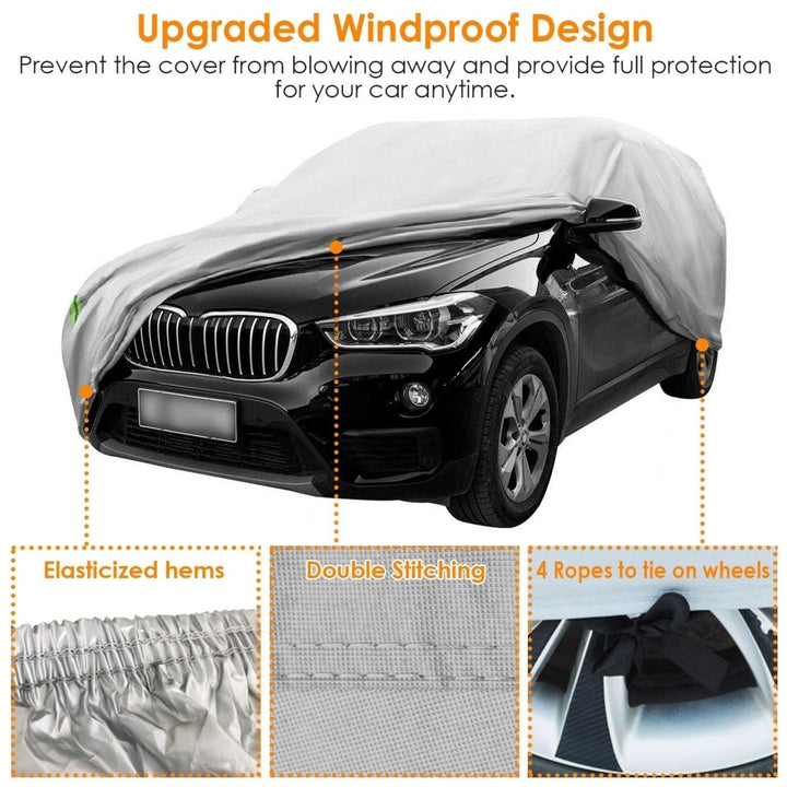 193x71x59in PEVA Full Car Cover Dustproof UV Protection Automotive Cover Outdoor Universal Car Cover Reflective Strips Image 7