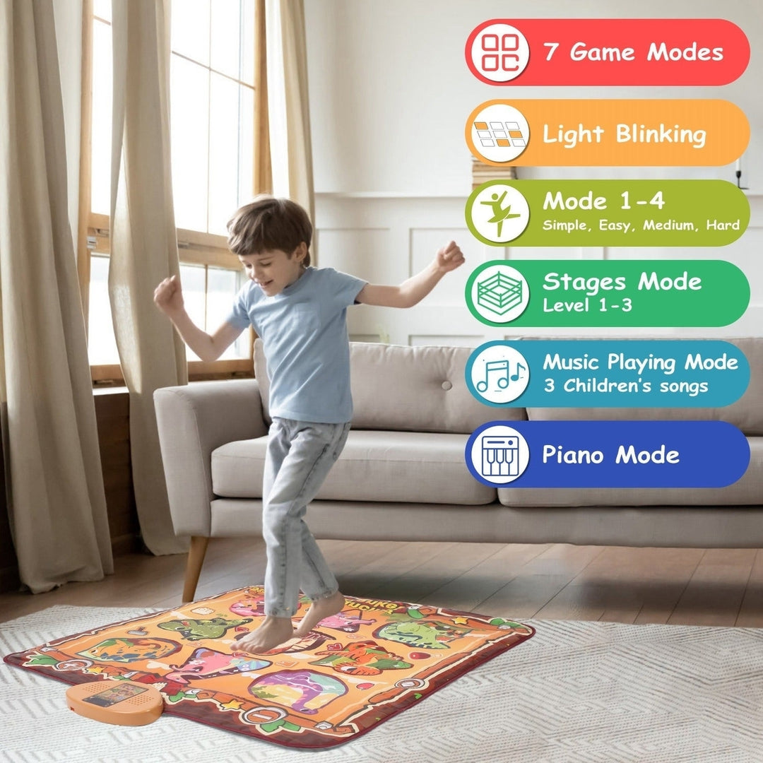 Dinosaur Dance Mat for Kids Aged 3-6 Electronic Music Dance Pad with 7 Gaming Modes Built-in Music Adjustable Volume Image 3