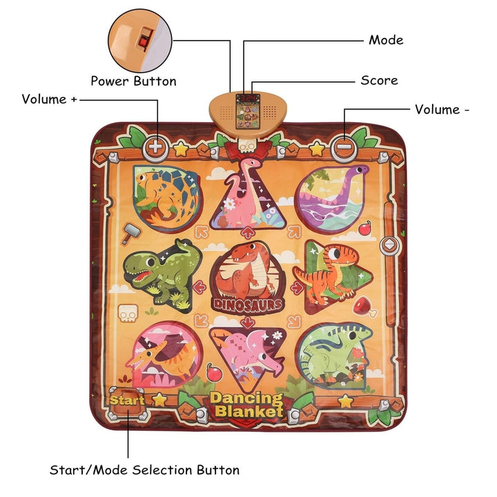 Dinosaur Dance Mat for Kids Aged 3-6 Electronic Music Dance Pad with 7 Gaming Modes Built-in Music Adjustable Volume Image 6