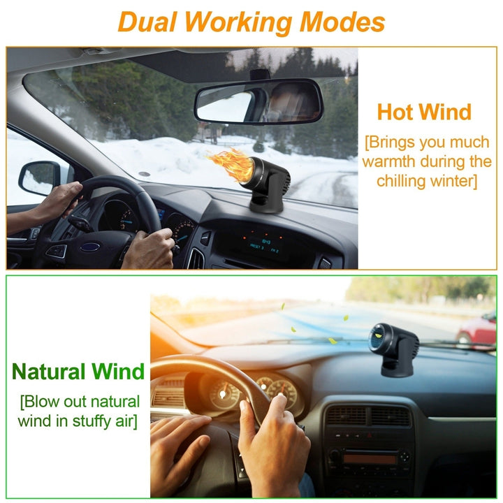 Portable Car Heater 2 In 1 Heating Cooling Fan Rotatable Demister Defroster with 4.92ft Cord Image 3