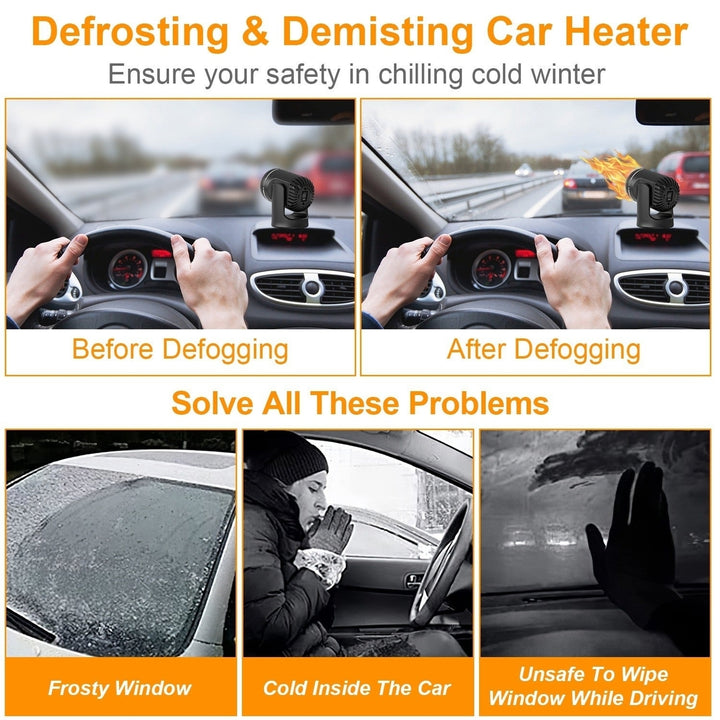 Portable Car Heater 2 In 1 Heating Cooling Fan Rotatable Demister Defroster with 4.92ft Cord Image 4