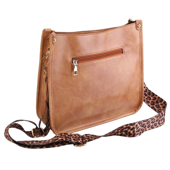 Women Fashion Leather Crossbody Bag Shoulder Bag Casual Handbag with Flexible Wearing Styles Adjustable Guitar Strap Image 4