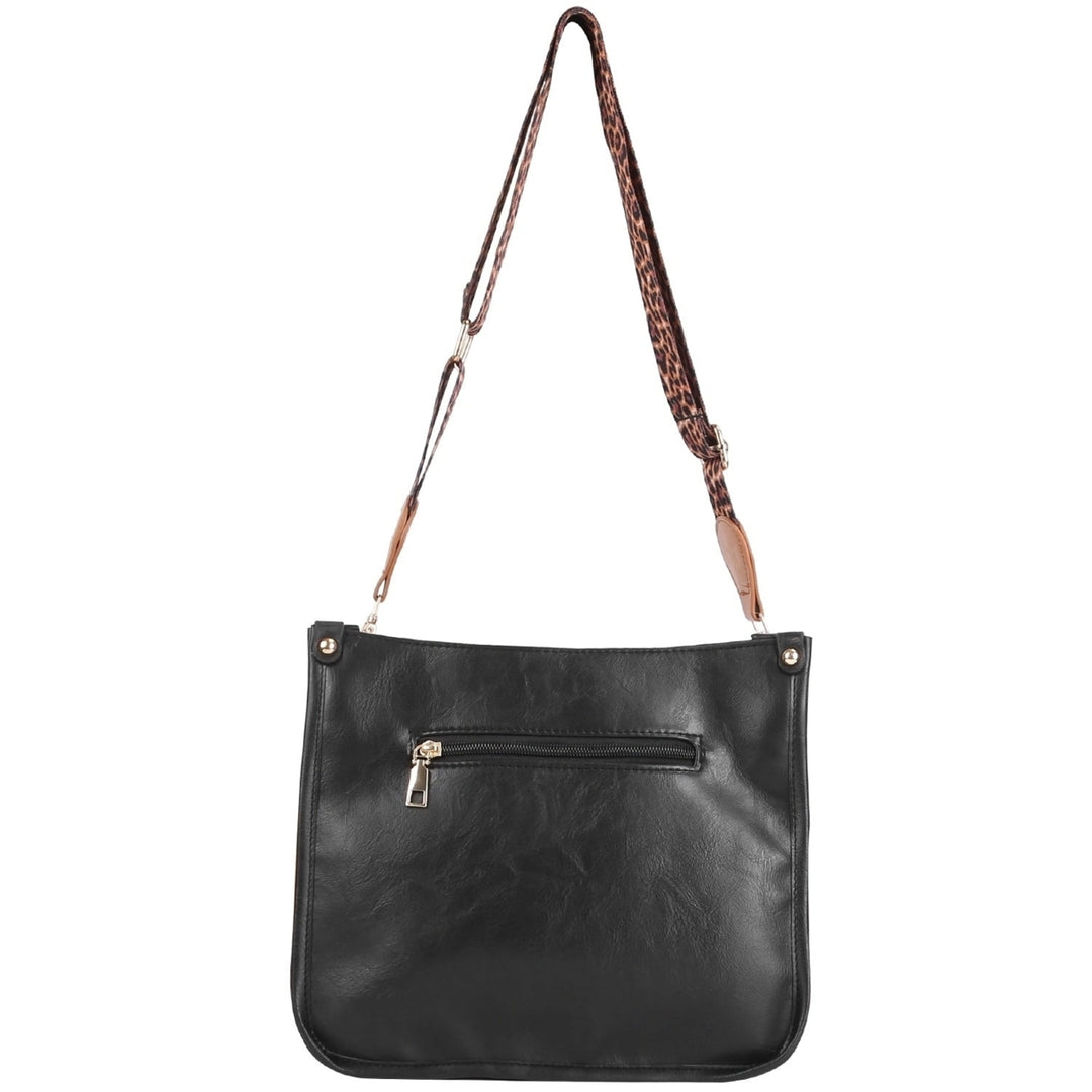 Women Fashion Leather Crossbody Bag Shoulder Bag Casual Handbag with Flexible Wearing Styles Adjustable Guitar Strap Image 7