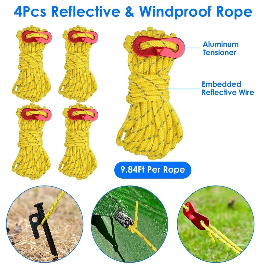 Tent Stakes Camping Hammer Tent Pegs Set Camping Accessories Kit with 9.84FT Reflective Ropes for Camping Hiking Canopy Image 4