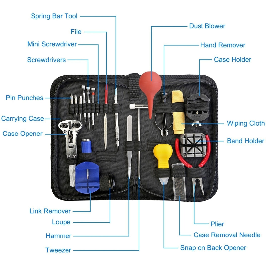 21 PCS Watch Repair Tool Kit Hand Link Remover Watch Band Holder Case Opener with Free Carrying Case Image 4