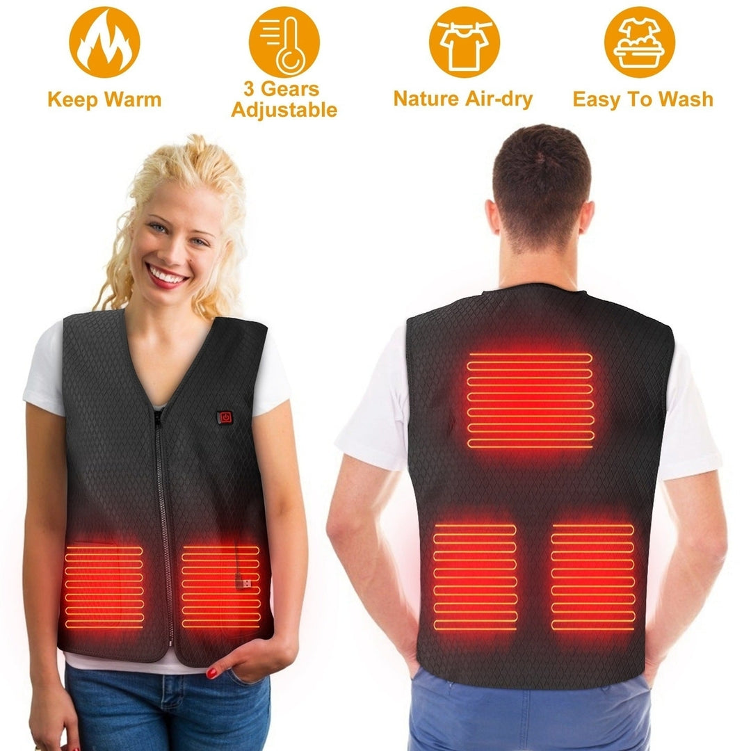 Heat Jacket Vest 3 Heating Gear Adjustable USB Heated Vest Warm Heat Coat Vest Image 1