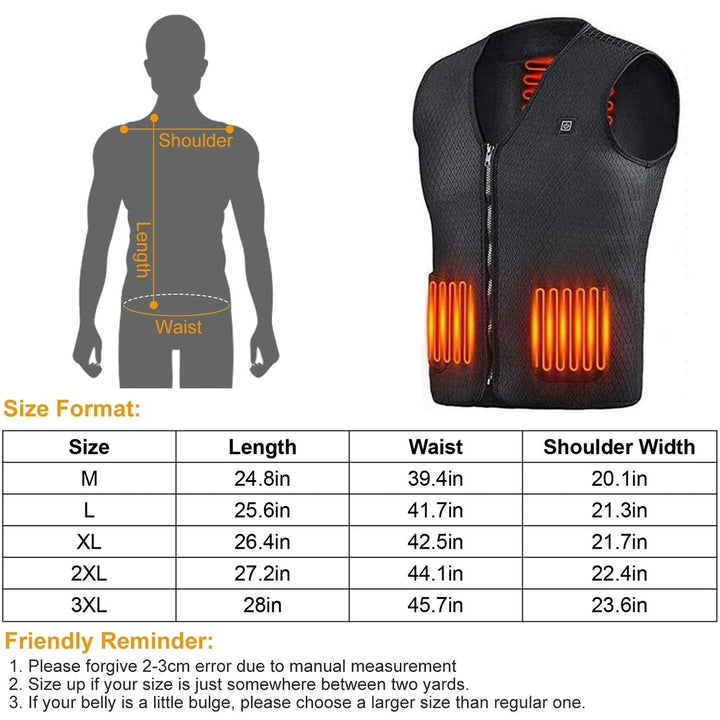 Heat Jacket Vest 3 Heating Gear Adjustable USB Heated Vest Warm Heat Coat Vest Image 6