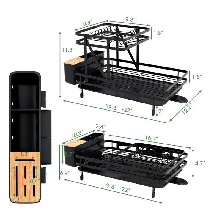 2-Tier Collapsible Dish Rack with Removable Drip Tray Image 6