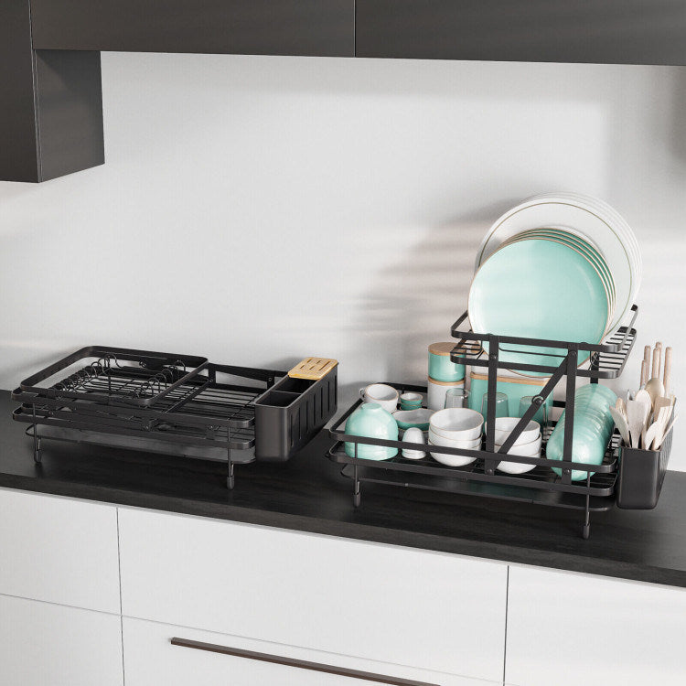 2-Tier Collapsible Dish Rack with Removable Drip Tray Image 8