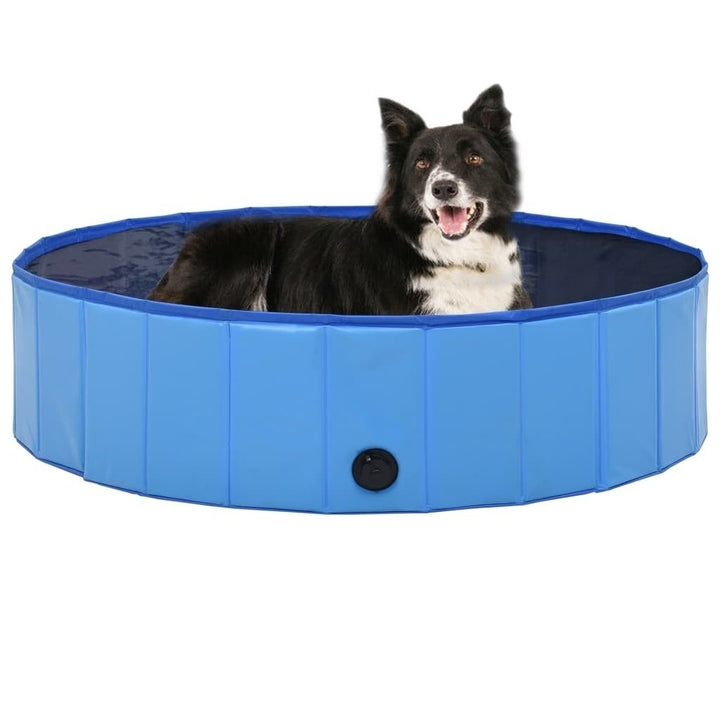 Foldable Dog Swimming Pool Blue 47.2"x11.8" PVC Image 1