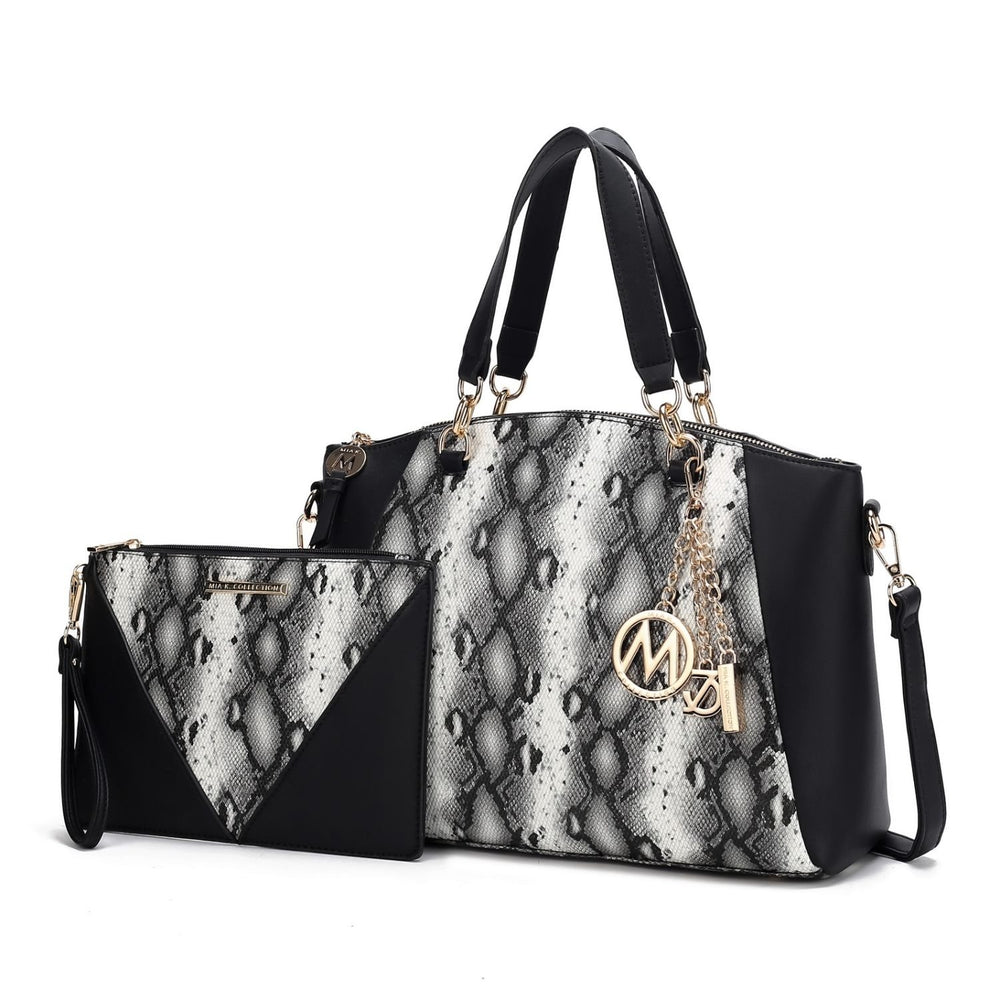 Addison Snake Embossed Vegan Leather Womens Tote Bag with matching Wristlet - 2 pieces by Mia K Image 2