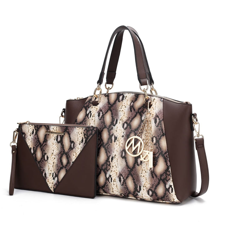 Addison Snake Embossed Vegan Leather Womens Tote Bag with matching Wristlet - 2 pieces by Mia K Image 3