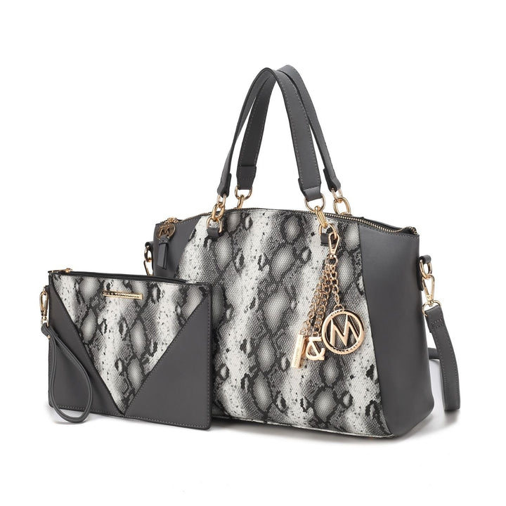 Addison Snake Embossed Vegan Leather Womens Tote Bag with matching Wristlet - 2 pieces by Mia K Image 4