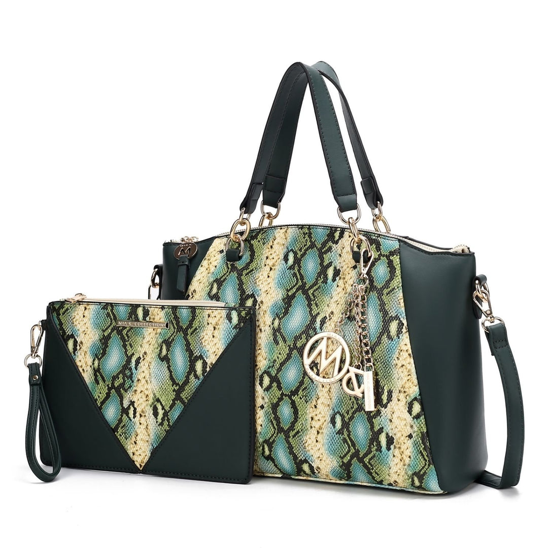 Addison Snake Embossed Vegan Leather Womens Tote Bag with matching Wristlet - 2 pieces by Mia K Image 6
