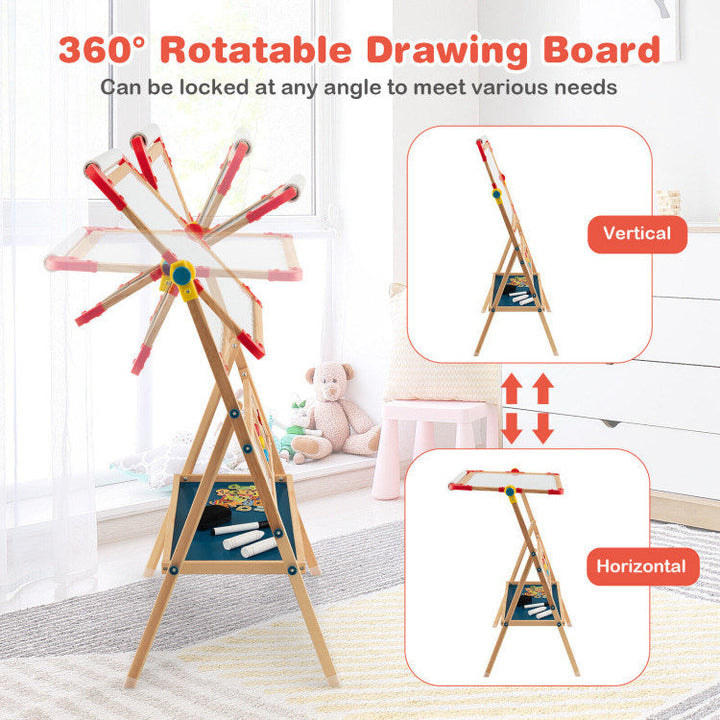 3-in-1 Wooden Art Easel for Kids with Drawing Paper Roll Image 2