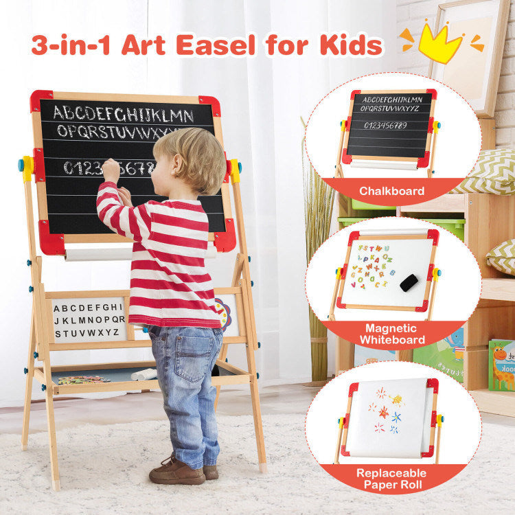 3-in-1 Wooden Art Easel for Kids with Drawing Paper Roll Image 9