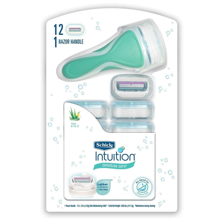 Schick Intuition Plus Razor + 12 Razor Blades Image 1