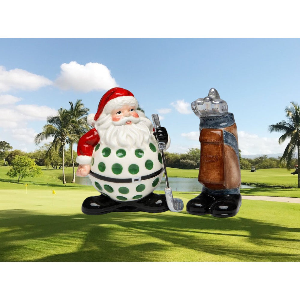 Ceramic Christmas Golf Santa Salt and Pepper Shakers Holiday Gift Image 2