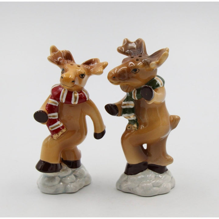 Ceramic Christmas Dancing Moose Salt Pepper Shakers Image 4