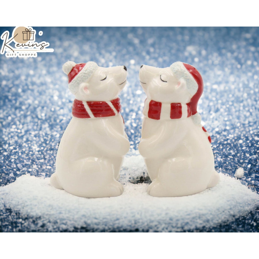 Ceramic Christmas Polar Bear Salt Pepper Shakers Image 1