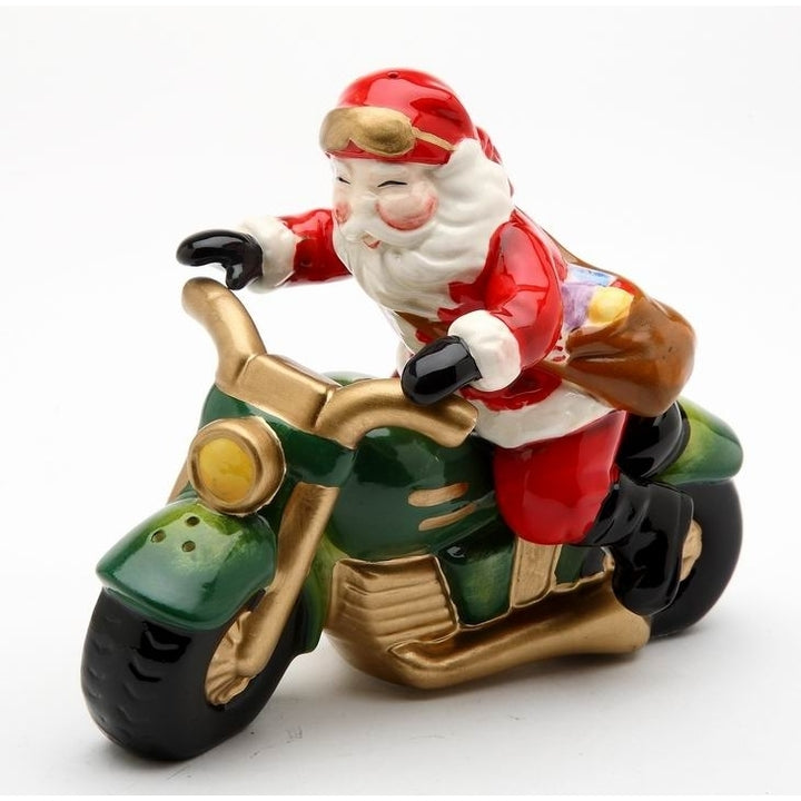 Ceramic Santa Motorcycle Salt and Pepper Shakers Christmas Gift Set Image 3