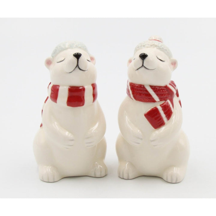 Ceramic Christmas Polar Bear Salt Pepper Shakers Image 3