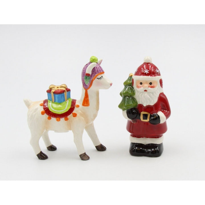 Ceramic Christmas Santa Alpaca Salt and Pepper Shakers Image 2