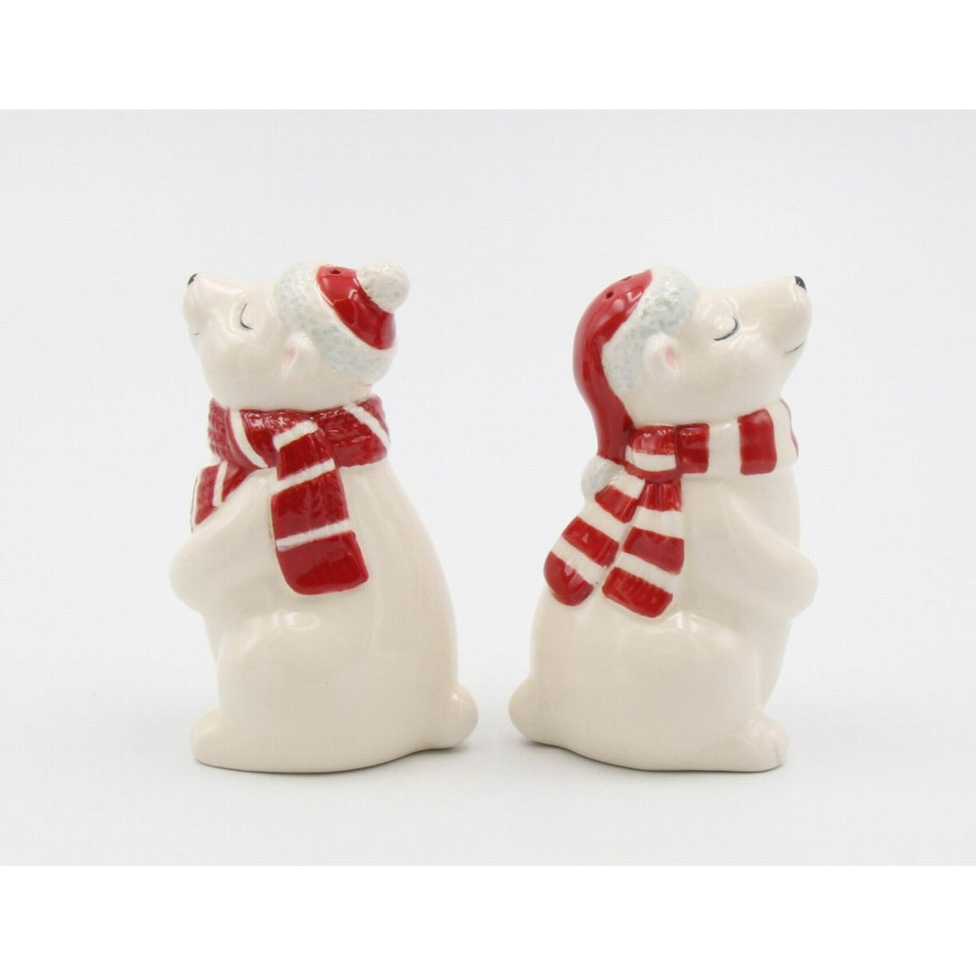 Ceramic Christmas Polar Bear Salt Pepper Shakers Image 4