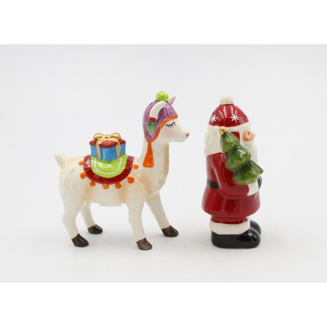 Ceramic Christmas Santa Alpaca Salt and Pepper Shakers Image 4