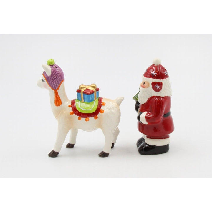 Ceramic Christmas Santa Alpaca Salt and Pepper Shakers Image 4