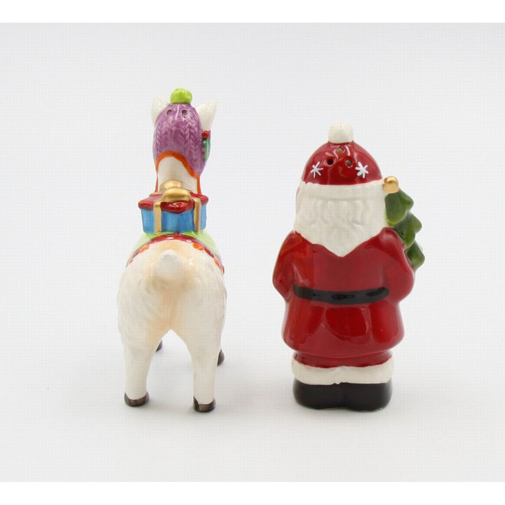 Ceramic Christmas Santa Alpaca Salt and Pepper Shakers Image 6