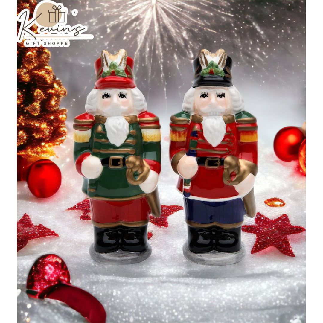 Ceramic Nutcracker Salt and Pepper Shakers Christmas Image 1