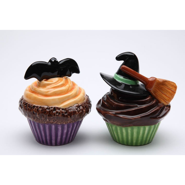 Ceramic  Bat and Witch Hat Cupcake Salt and PepperHome DcorMomKitchen DcorFall DcorHalloween Dcor Image 3