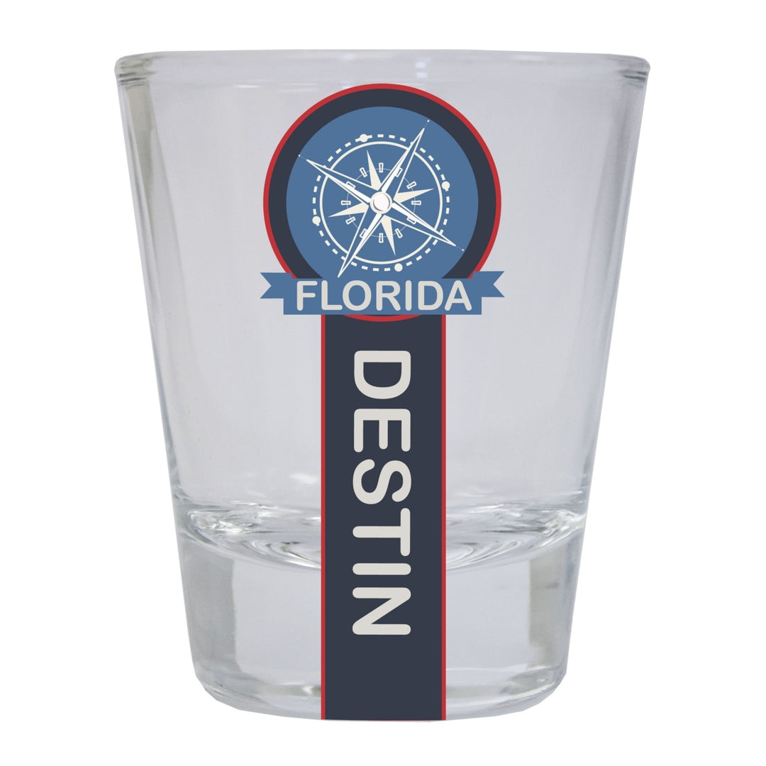 Destin Flordia Souvenir 1.5 Ounce Shot Glass Round Nautical Compass Design Image 1