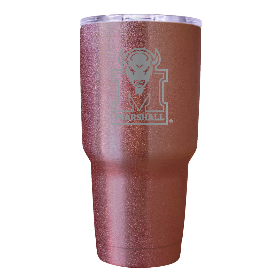 Marshall Thundering Herd Premium Laser Engraved Tumbler - 24oz Stainless Steel Insulated Mug Rose Gold Image 1